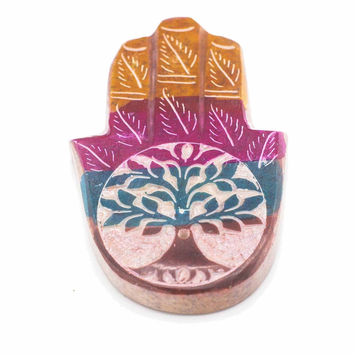 Porte-encens en stéatite — Main de Fatma et arbre de vie, 9 × 6 cm — vue 3