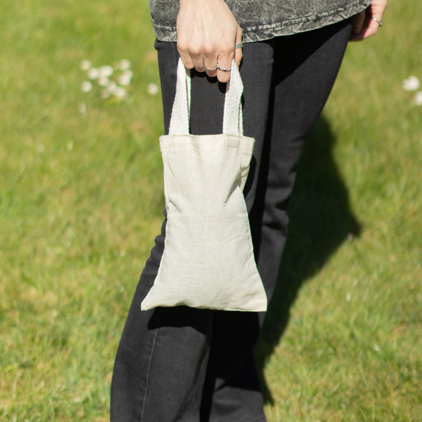 Sac tote — Mini tote uni, coton naturel, 25 × 18 cm — vue 5