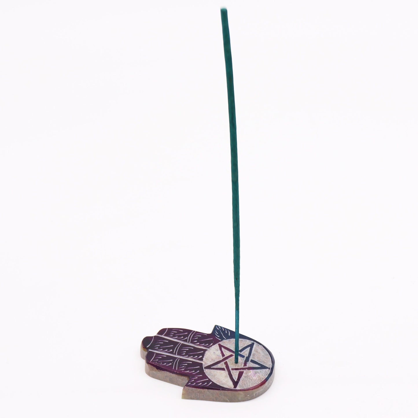 Porte-encens en stéatite — Main de Fatma et pentagramme, 9 × 6 cm — vue 3