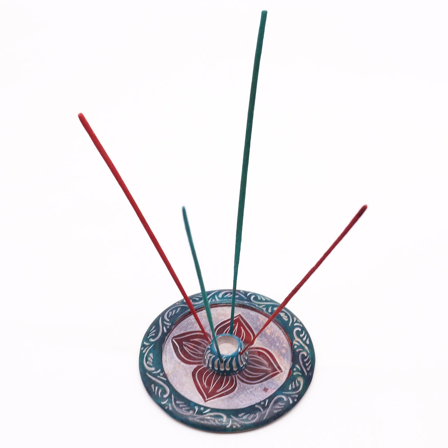 Porte-encens en stéatite — Disque quatre pétales, 12 cm — vue 3