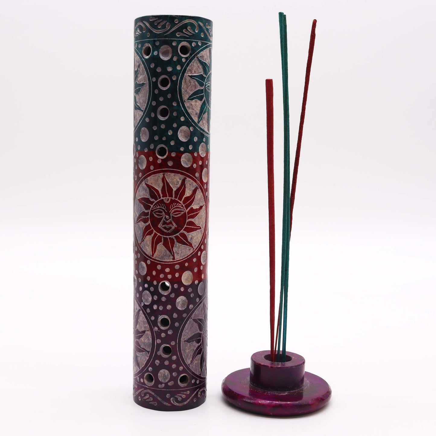 Porte-encens en stéatite — Tour ronde soleils, 25 cm — vue 3