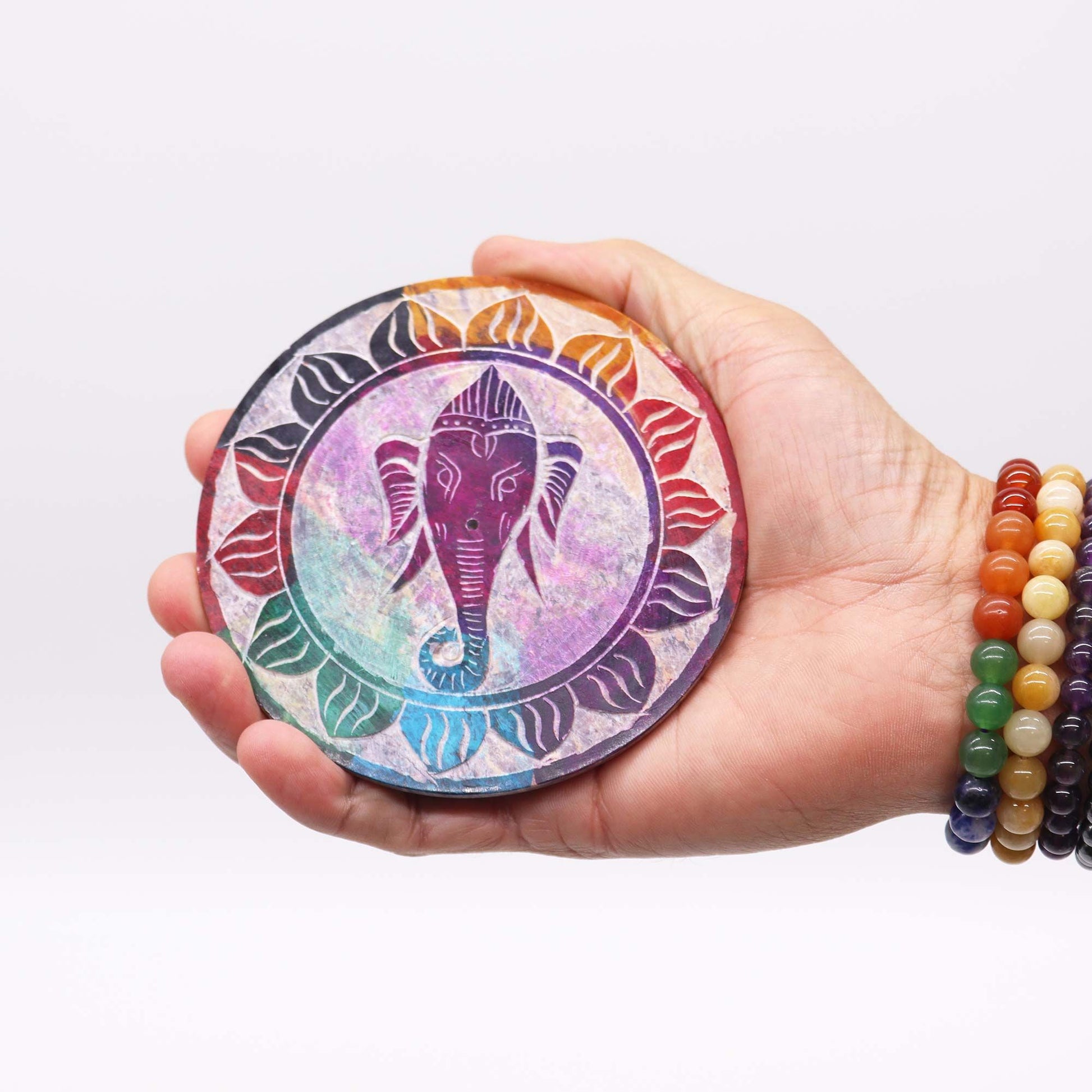 Porte-encens en stéatite — Disque Ganesh, 10 cm — vue 2