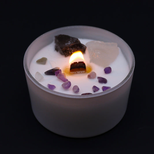 Bougie parfumée avec cristaux — Chakra couronne