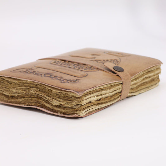Carnet en cuir — Damier marron clair