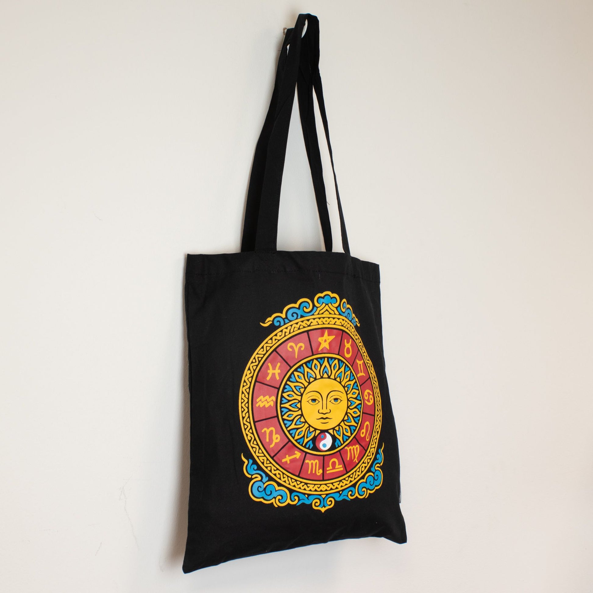 Sac tote — Soleil du zodiaque, coton noir — vue 6