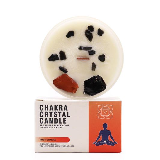 Bougie parfumée avec cristaux — Chakra racine