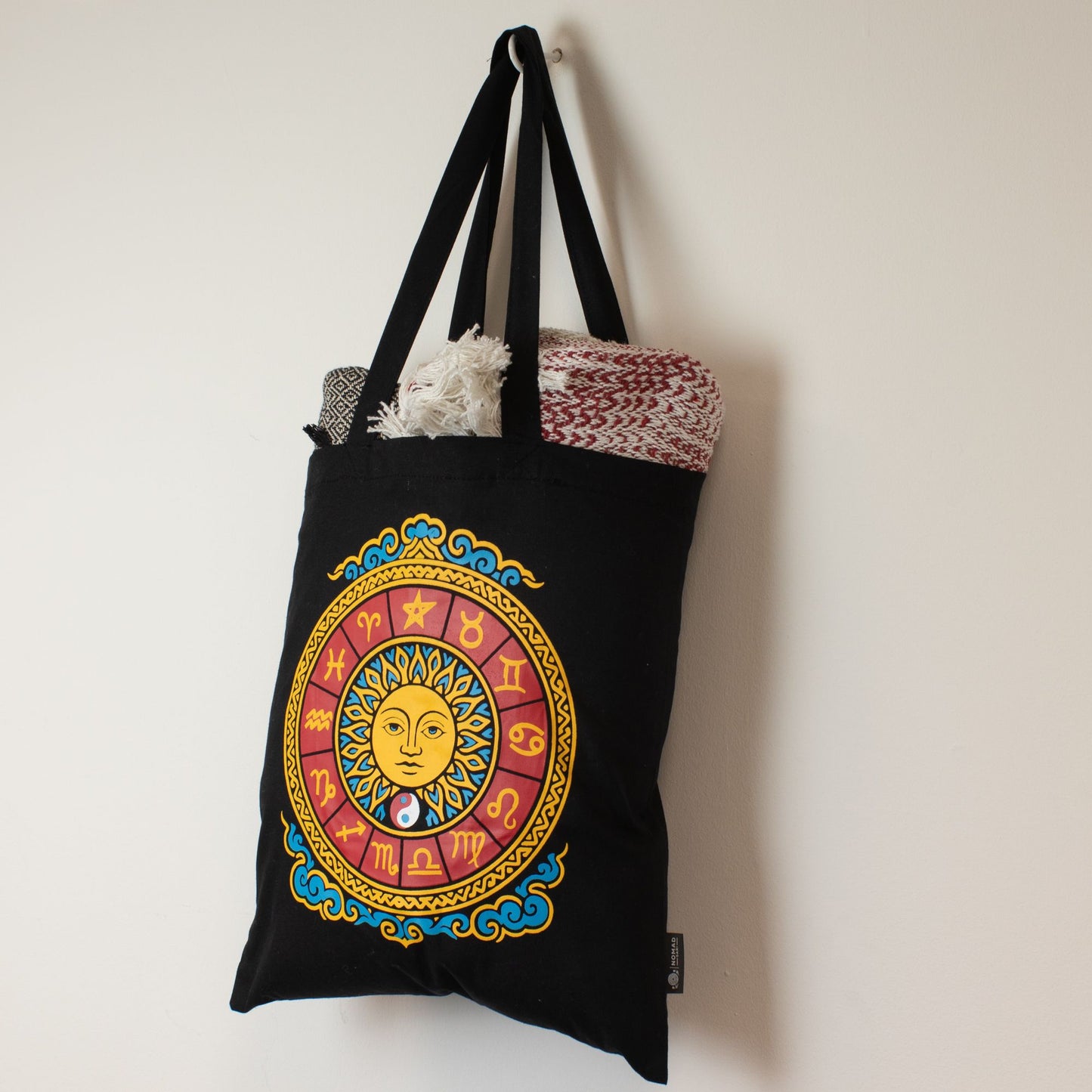 Sac tote — Soleil du zodiaque, coton noir — vue 2
