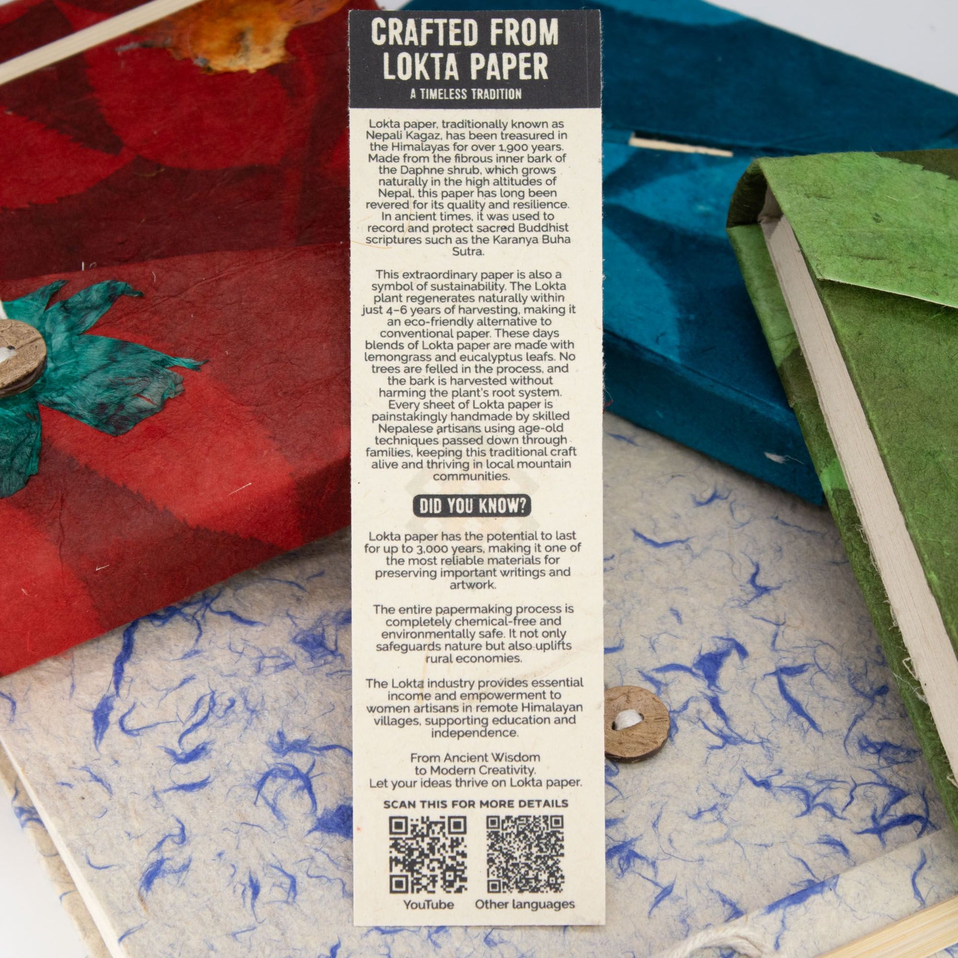 Carnet en papier lokta — Patchwork multicolore, 21 × 15 cm — vue 5