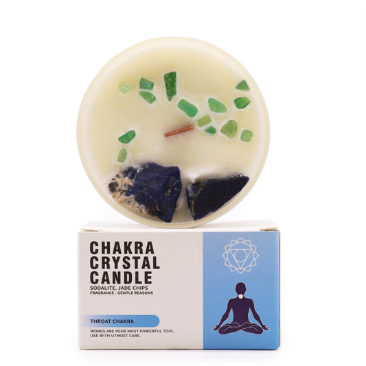 Bougie parfumée avec cristaux — Chakra de la gorge