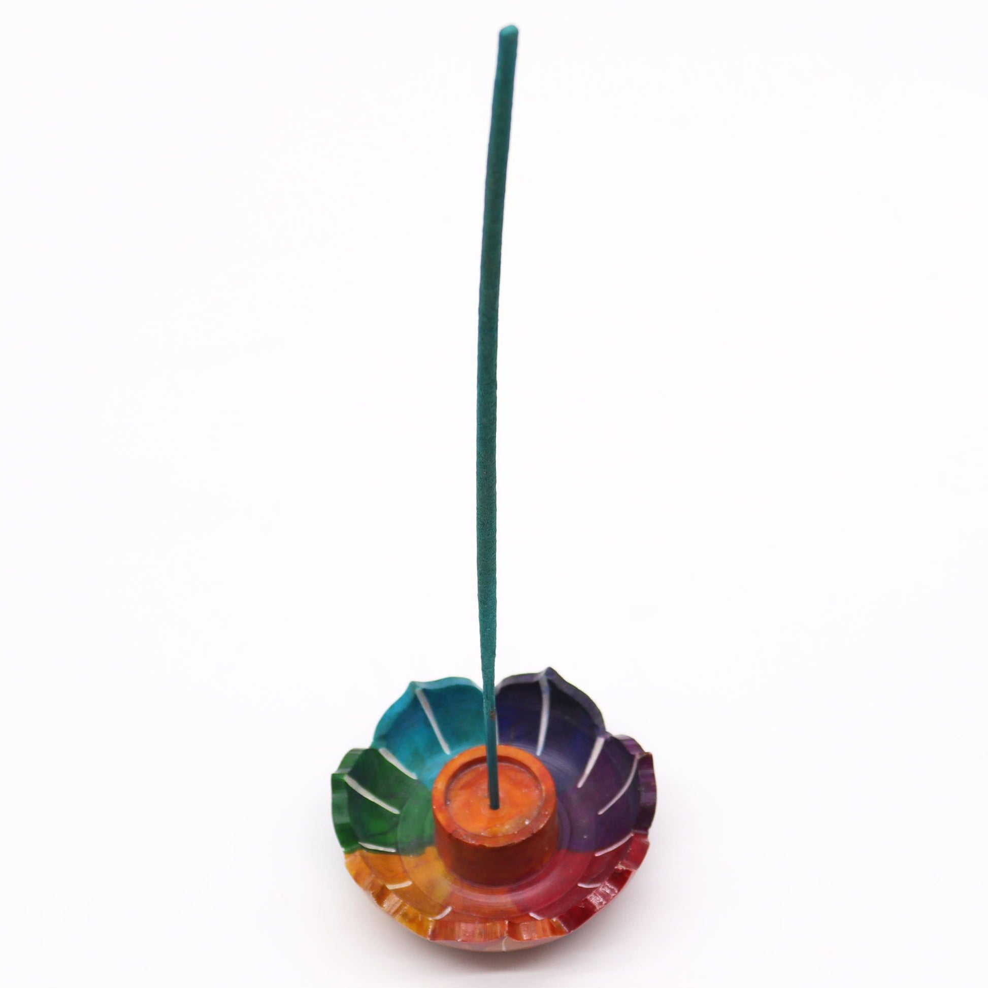 Porte-encens en stéatite — Petite fleur de lotus aux couleurs des chakras, 7,5 cm — vue 3