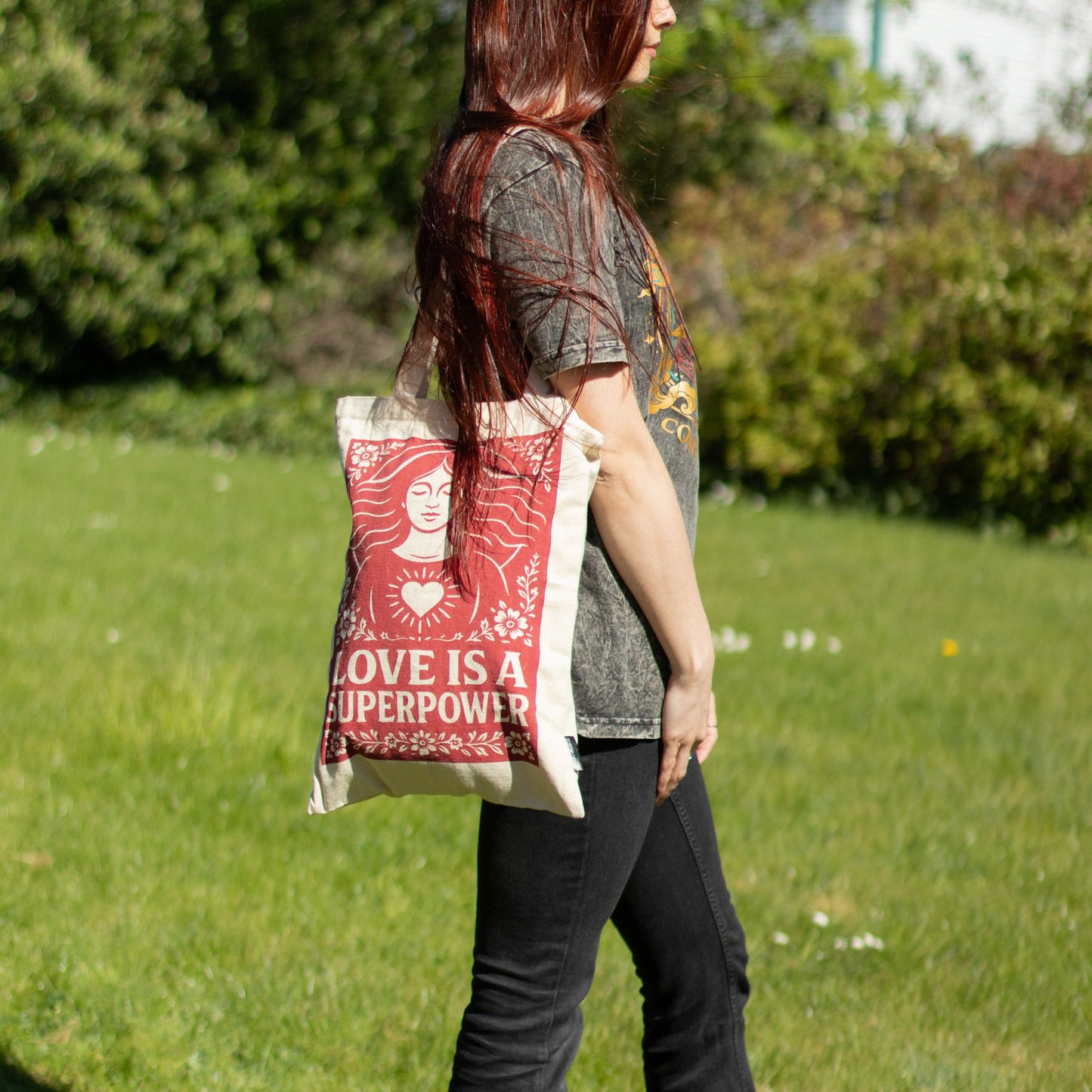 Sac tote — L’amour est un super-pouvoir, coton naturel — vue 7