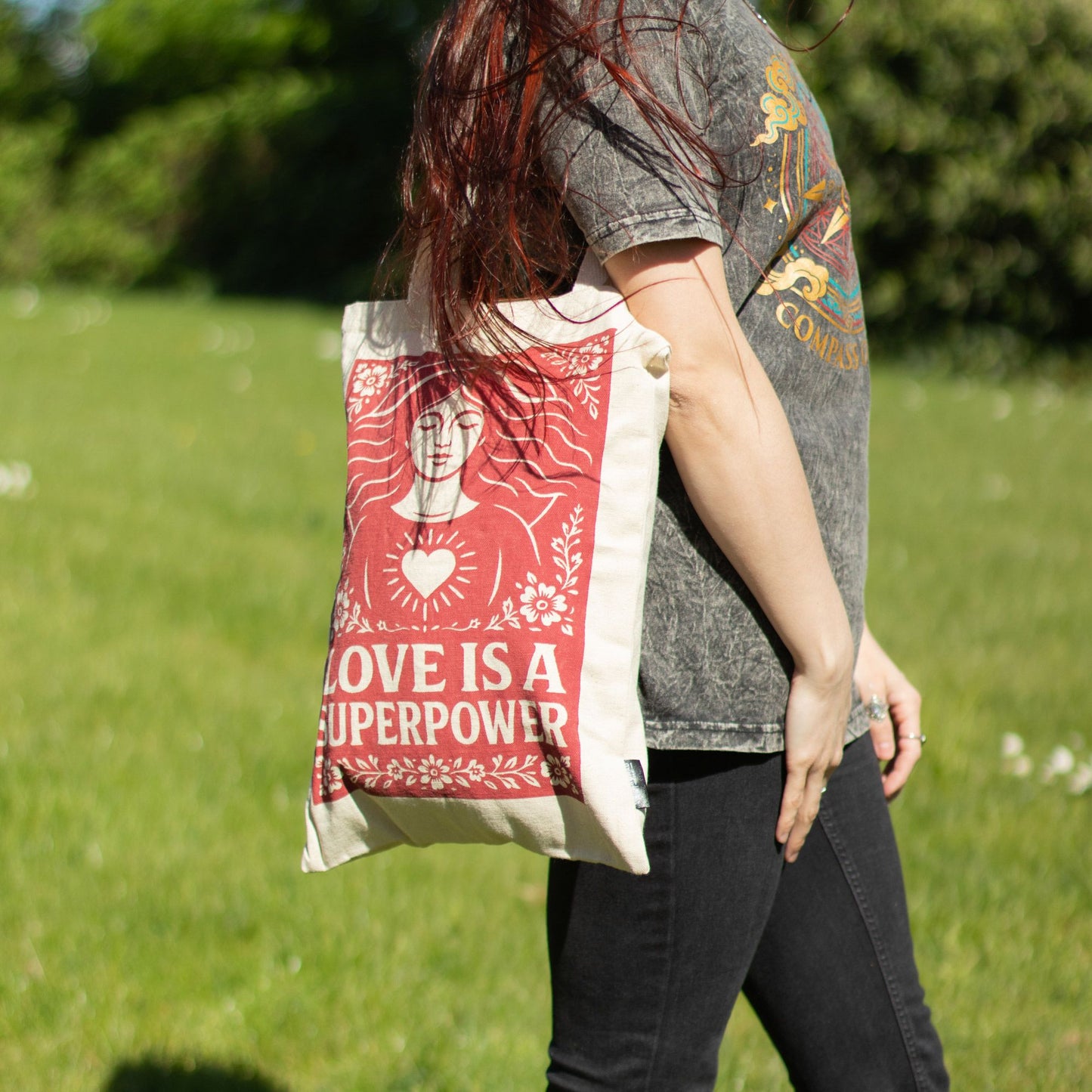 Sac tote — L’amour est un super-pouvoir, coton naturel — vue 6
