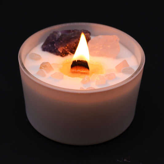 Bougie parfumée avec cristaux — Chakra du troisième œil