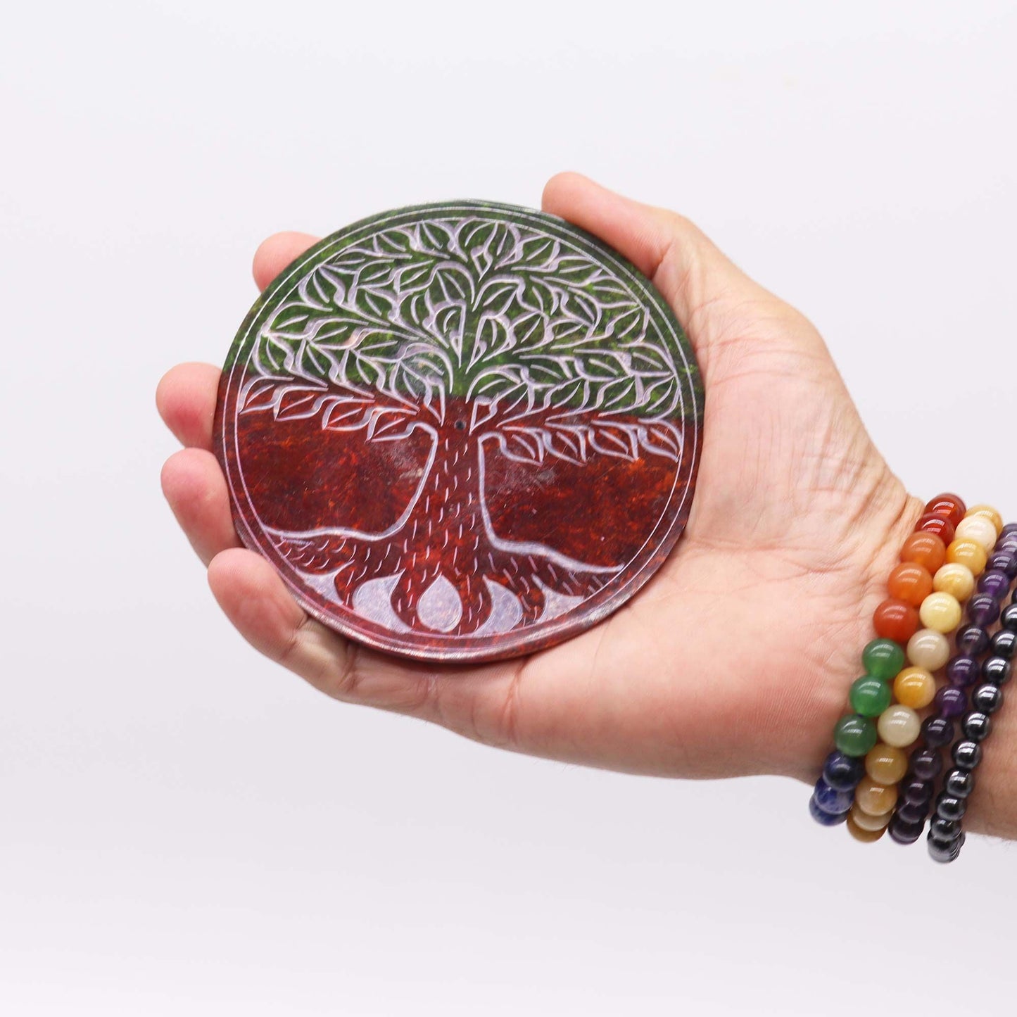 Porte-encens en stéatite — Disque arbre de vie, 10 cm — vue 2