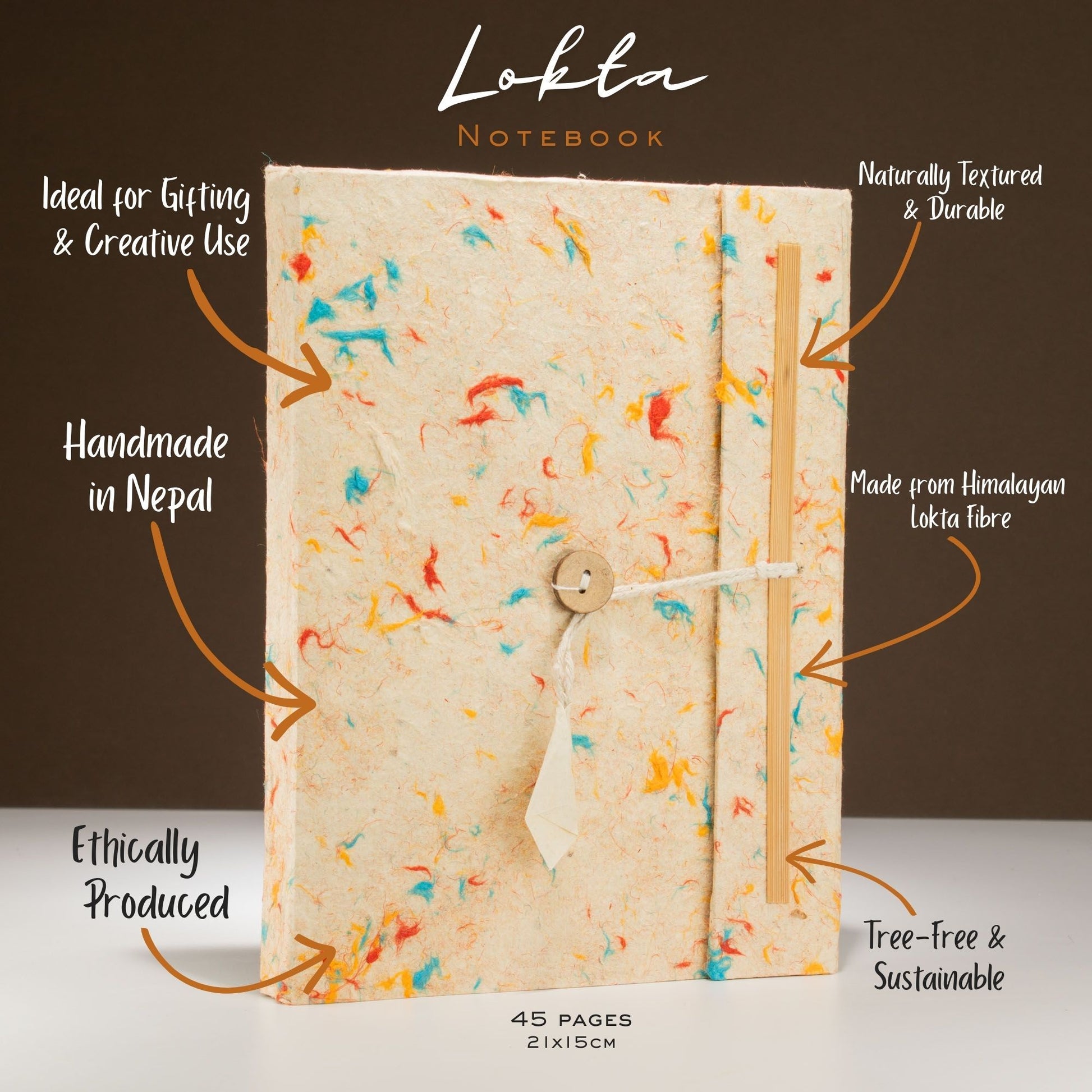 Carnet en papier lokta — Fibres de coton multicolores, 21 × 15 cm — vue 3