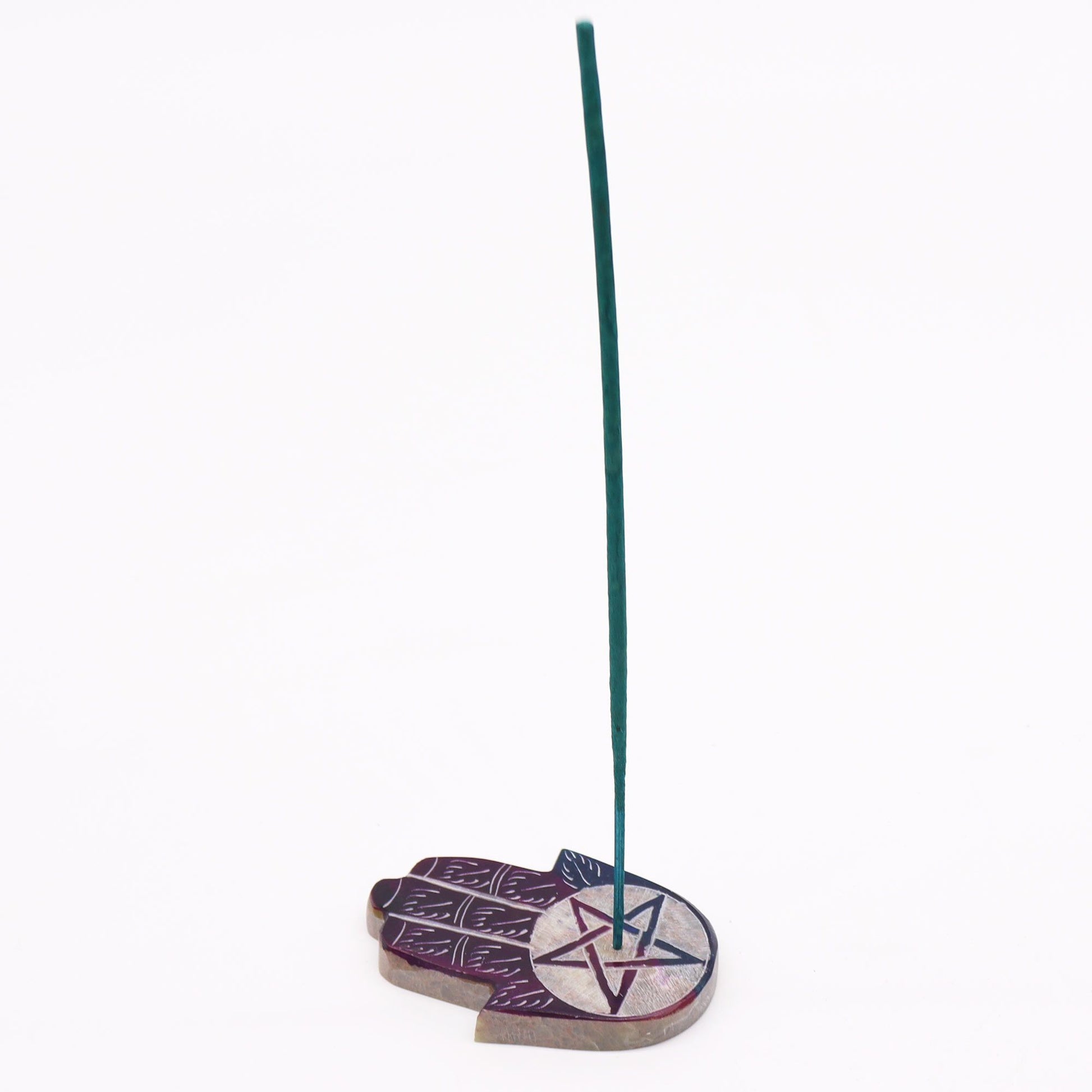 Porte-encens en stéatite — Main de Fatma et pentagramme, 9 × 6 cm — vue 3