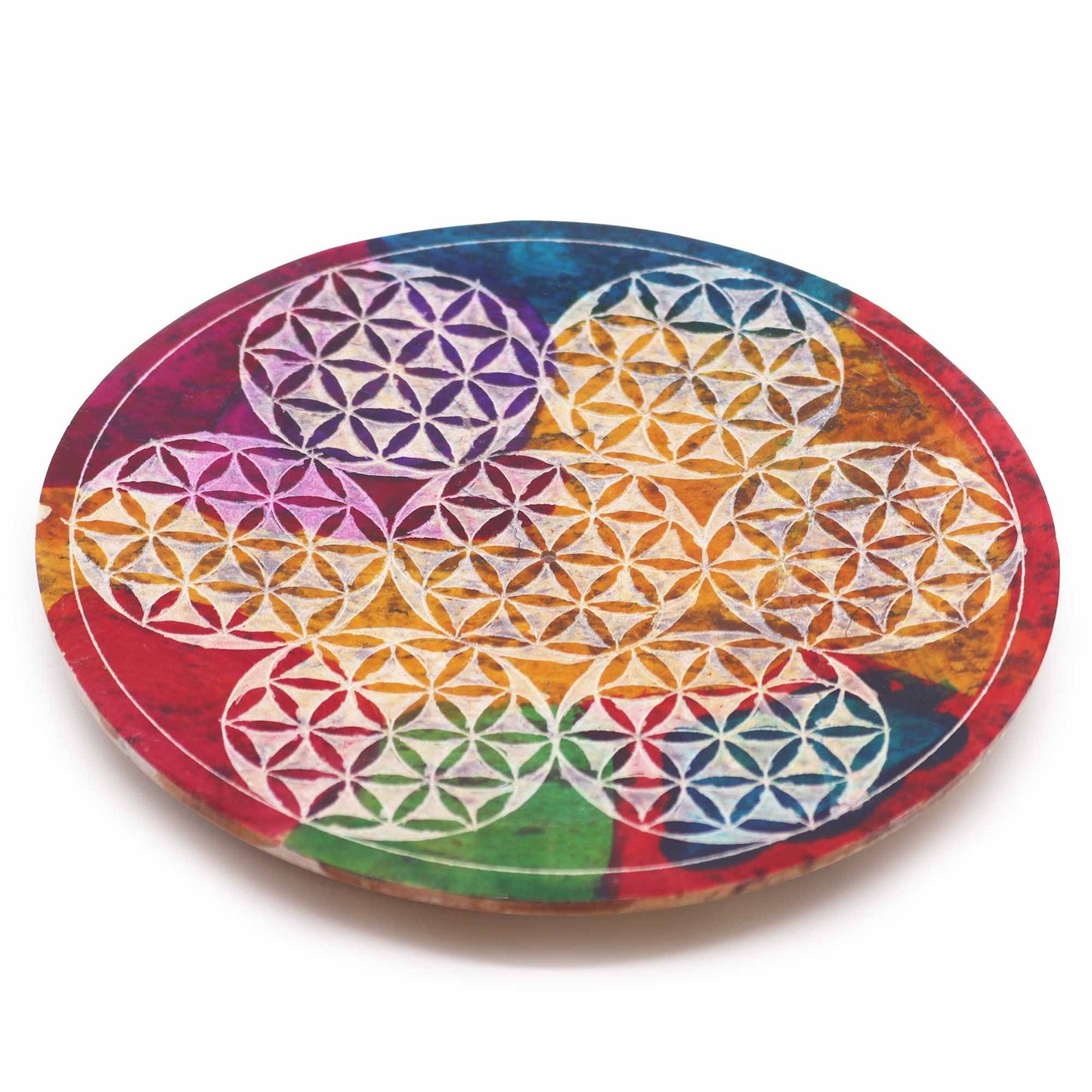 Porte-encens en stéatite — Disque aux sept fleurs de vie, 12 cm — vue 2