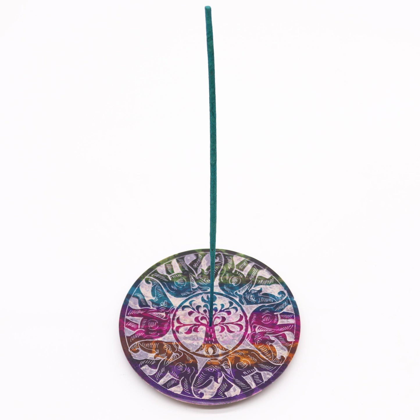 Porte-encens en stéatite — Disque aux six éléphants, 12 cm — vue 3