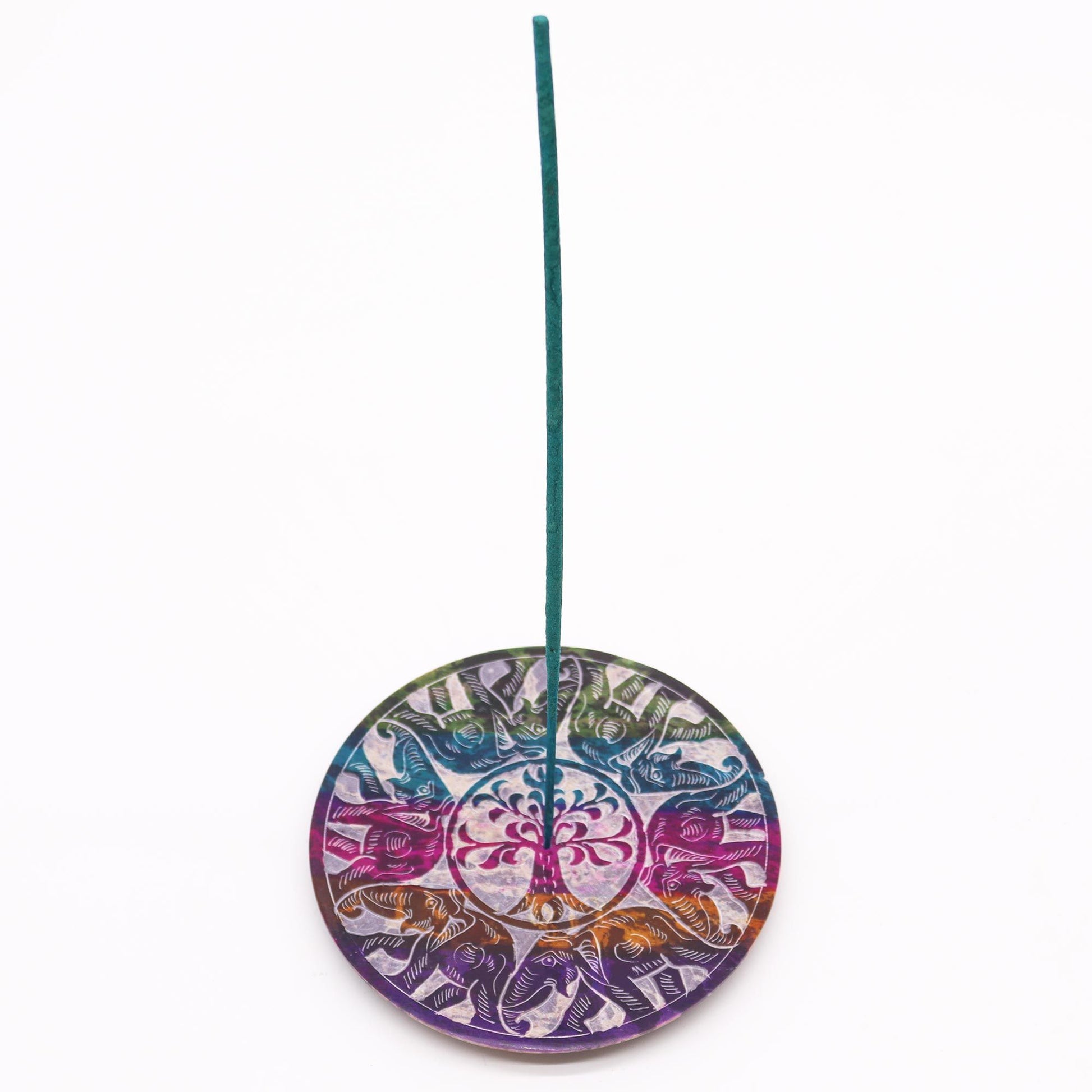 Porte-encens en stéatite — Disque aux six éléphants, 12 cm — vue 3