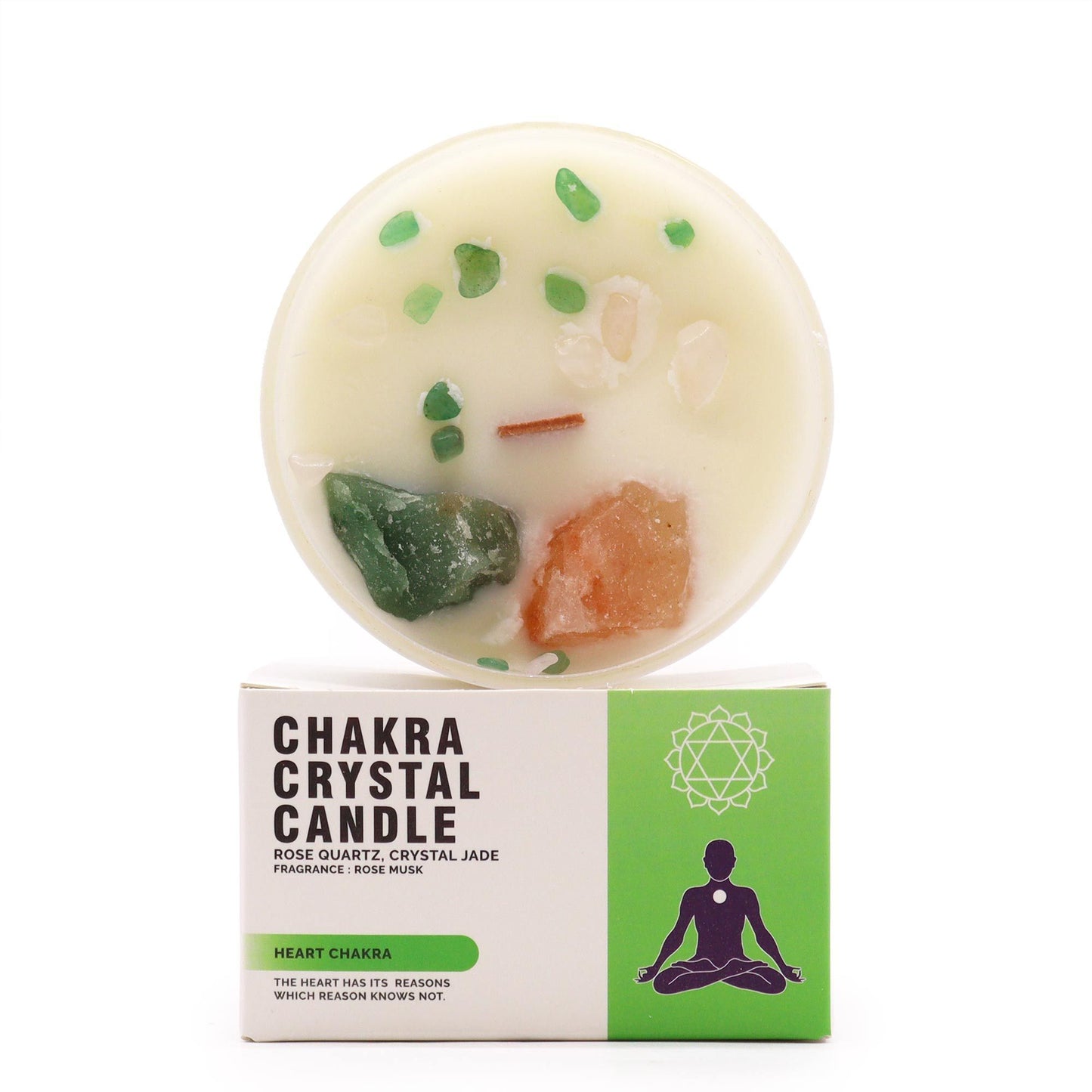 Bougie parfumée avec cristaux — Chakra du cœur — vue 5