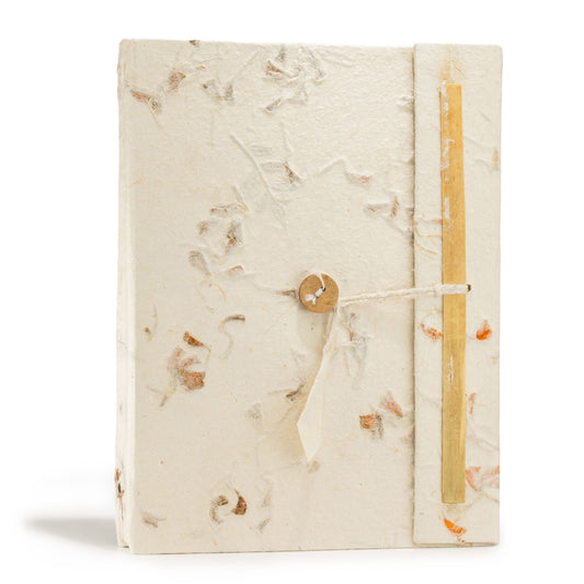 Carnet en papier lokta — Fleurs pressées, 21 × 15 cm