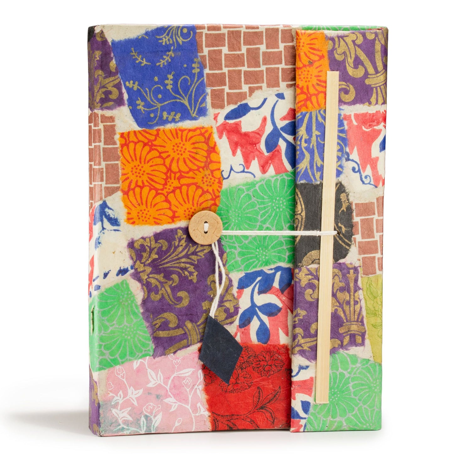 Carnet en papier lokta — Patchwork multicolore, 21 × 15 cm — vue 2