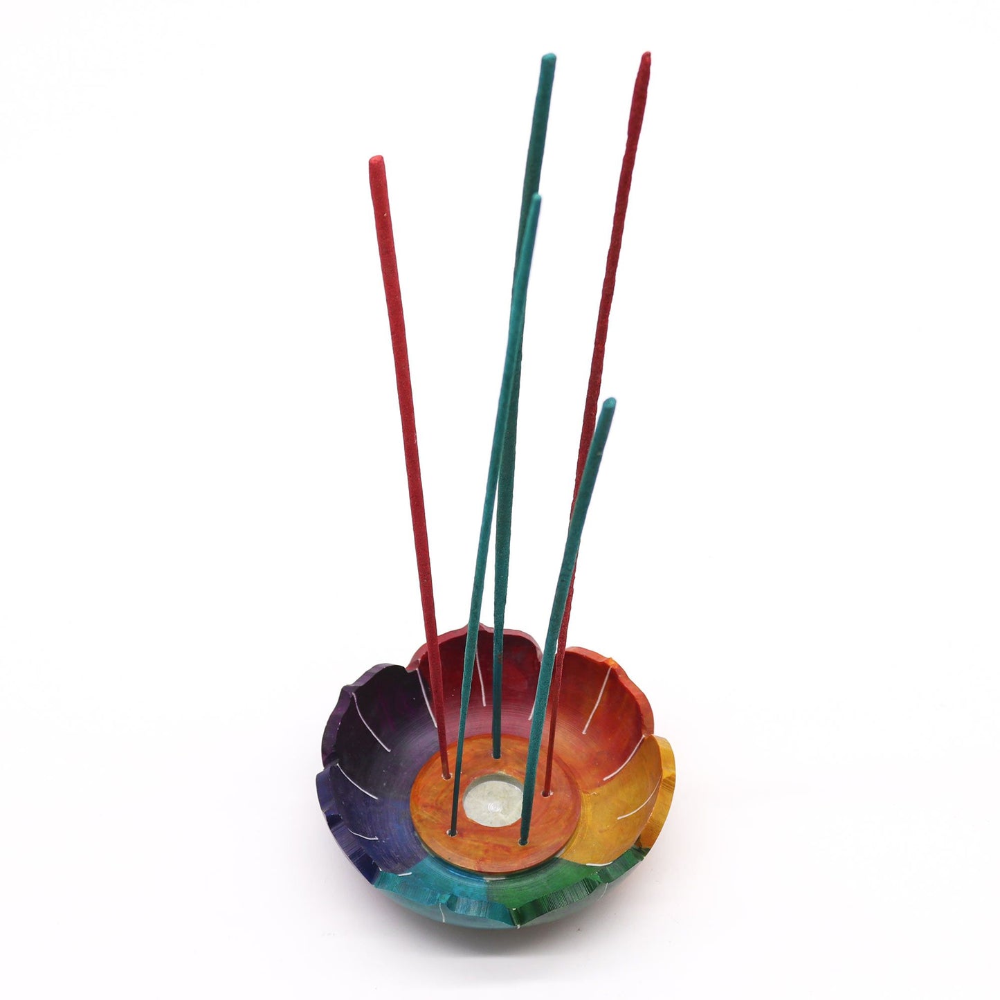 Porte-encens en stéatite — Fleur de lotus aux couleurs des chakras, 10 cm — vue 3